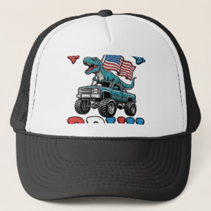 Grappig 4 juli dinosaurus monstertruck shirt_1 trucker pet