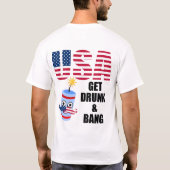 Grappig, 4 juli, drink en bang t-shirt (Achterkant)