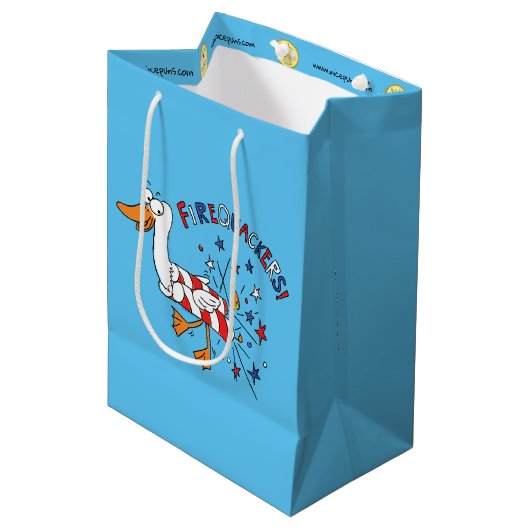 Grappig, 4 juli Duck Cute Kinder Medium Cadeauzakje (Voorkant Gekanteld)