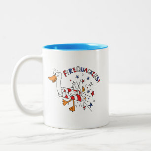 Grappig, 4 juli Duck Cute Kinder Tweekleurige Koffiemok