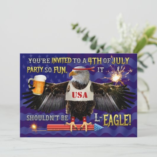 Grappig 4 juli Feest | Eagle Bier Vuurwerk Kaart (Staand voorkant)