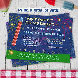 Grappig 4 juli Feest | Raket Vuurwerk BBQ Kaart