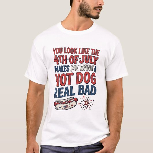 Grappig 4 juli Hot Dog Patriottisch Shirt Ontwerp_ (Voorkant)