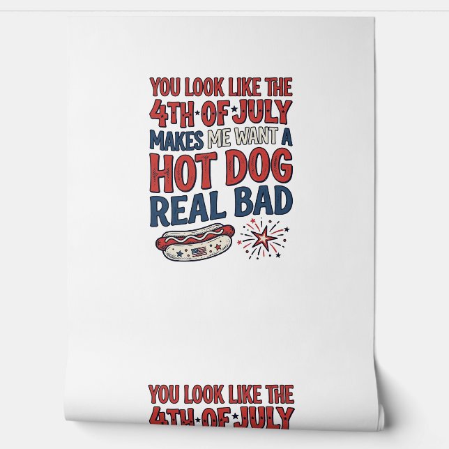 Grappig 4 juli Hot Dog Patriottisch Shirt Ontwerp_ Behang (Afrollen)