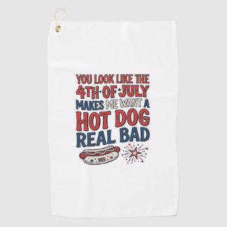 Grappig 4 juli Hot Dog Patriottisch Shirt Ontwerp_ Golfhanddoek
