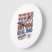 Grappig 4 juli Hot Dog Patriottisch Shirt Ontwerp_ Grote Klok (Hoek)