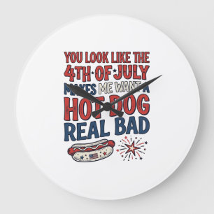 Grappig 4 juli Hot Dog Patriottisch Shirt Ontwerp_ Grote Klok