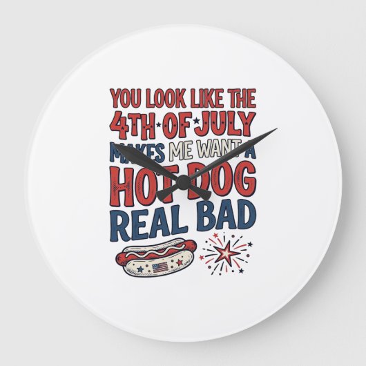 Grappig 4 juli Hot Dog Patriottisch Shirt Ontwerp_ Grote Klok (Voorkant)