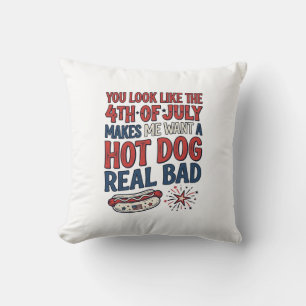 Grappig 4 juli Hot Dog Patriottisch Shirt Ontwerp_ Kussen