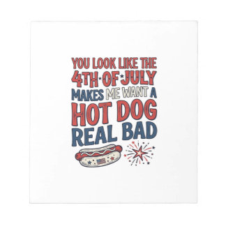 Grappig 4 juli Hot Dog Patriottisch Shirt Ontwerp_ Notitieblok