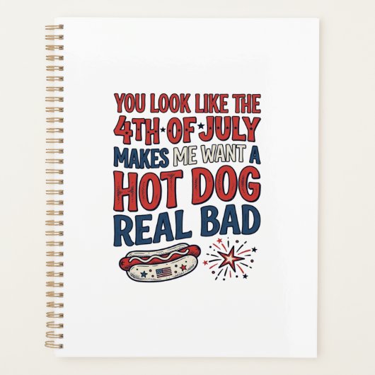 Grappig 4 juli Hot Dog Patriottisch Shirt Ontwerp_ Planner (Voorkant)