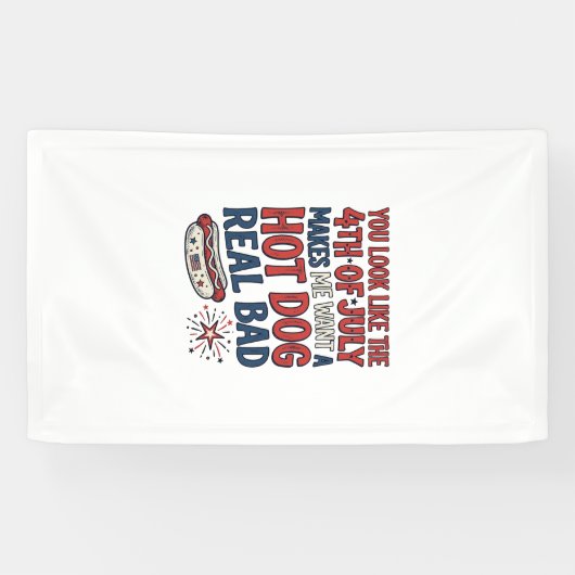 Grappig 4 juli Hot Dog Patriottisch Shirt Ontwerp_ Spandoek (Horizontaal)