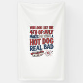 Grappig 4 juli Hot Dog Patriottisch Shirt Ontwerp_ Spandoek (Verticaal)