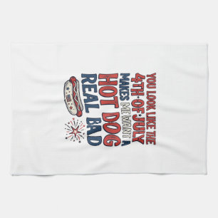 Grappig 4 juli Hot Dog Patriottisch Shirt Ontwerp_ Theedoek