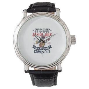 Grappig 4 juli Hot Dog Vintage Patriottisch T-shir Horloge