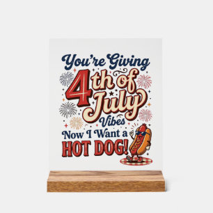 Grappig 4 juli Hot Dog Vintage Shirt Ontwerp_1 Acryl Bord