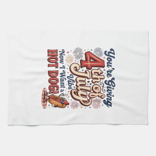 Grappig 4 juli Hot Dog Vintage Shirt Ontwerp_1 Theedoek