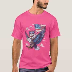 Grappig 4 juli Kale Adelaar Kat Patriottisch USA A T-shirt