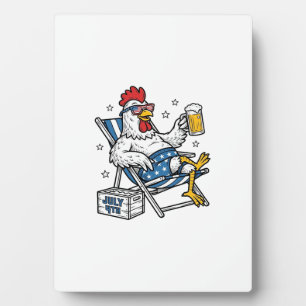Grappig 4 juli Kip Bier Patriottisch Shirt Ontwerp Fotoplaat