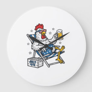 Grappig 4 juli Kip Bier Patriottisch Shirt Ontwerp Grote Klok