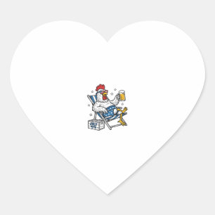 Grappig 4 juli Kip Bier Patriottisch Shirt Ontwerp Hart Sticker