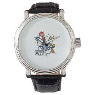Grappig 4 juli Kip Bier Patriottisch Shirt Ontwerp Horloge