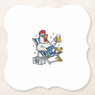 Grappig 4 juli Kip Bier Patriottisch Shirt Ontwerp Kartonnen Onderzetters