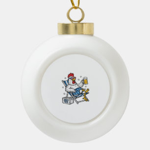 Grappig 4 juli Kip Bier Patriottisch Shirt Ontwerp Keramische Bal Ornament