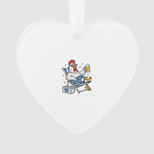 Grappig 4 juli Kip Bier Patriottisch Shirt Ontwerp Ornament (voorkant)