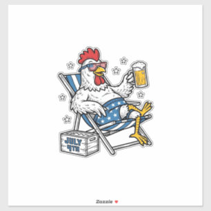 Grappig 4 juli Kip Bier Patriottisch Shirt Ontwerp Sticker