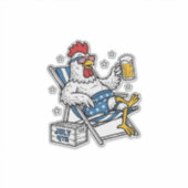 Grappig 4 juli Kip Bier Patriottisch Shirt Ontwerp Sticker (Voorkant)
