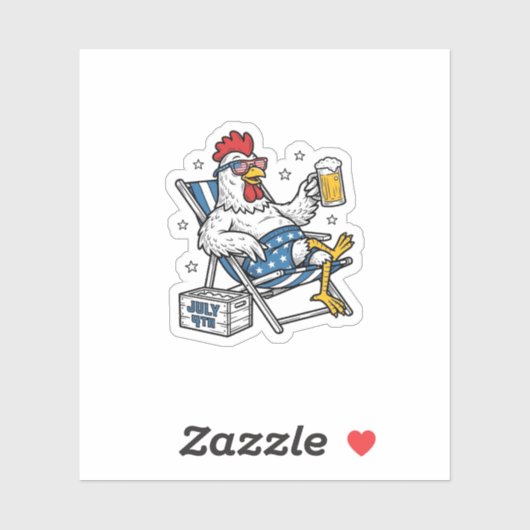 Grappig 4 juli Kip Bier Patriottisch Shirt Ontwerp Sticker (Vel)