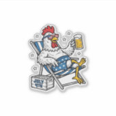 Grappig 4 juli Kip Bier Patriottisch Shirt Ontwerp Sticker (Voorkant)