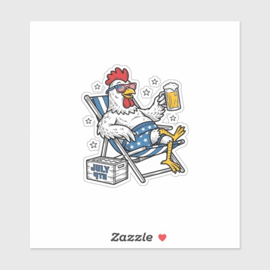 Grappig 4 juli Kip Bier Patriottisch Shirt Ontwerp Sticker (Vel)