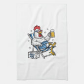 Grappig 4 juli kip bier patriottisch shirt ontwerp theedoek (Verticaal)
