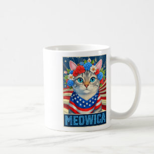 Grappig 4 juli Meowica Kitty Cat Amerikaanse vlag Koffiemok