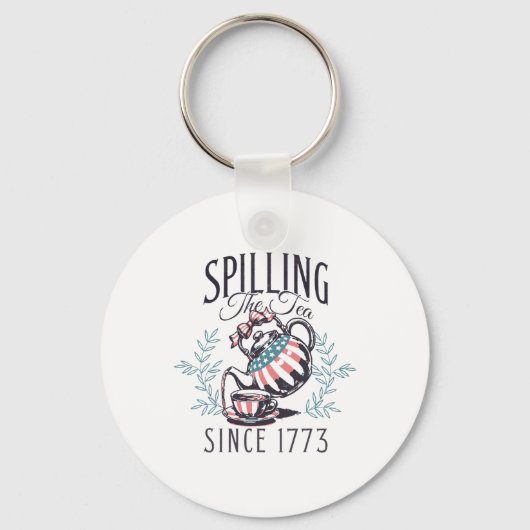 Grappig 4 juli morsen van de thee sinds 1773 Vier Sleutelhanger (Voorkant)