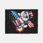 Grappig 4 juli Patriottische Kat Raket Met Firewo Fleece Deken (Voorkant (Horizontaal))