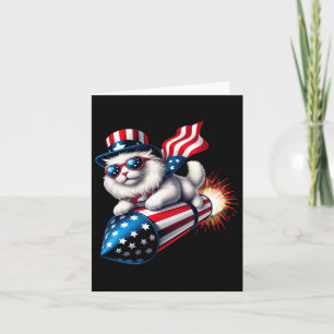 Grappig 4 juli Patriottische Kat Raket Met Firewo Kaart