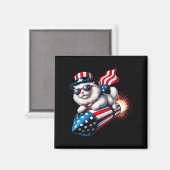 Grappig 4 juli Patriottische Kat Raket Met Firewo Magneet (Voorkant / Achterkant)