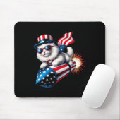 Grappig 4 juli Patriottische Kat Raket Met Firewo Muismat (Met muis)