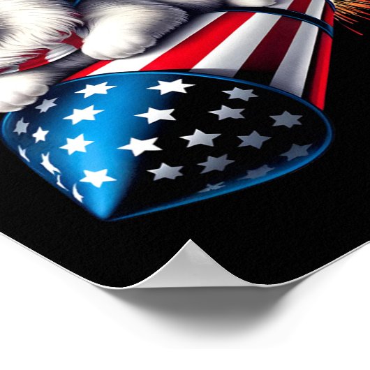 Grappig 4 juli Patriottische Kat Raket Met Firewo Poster (Hoek)