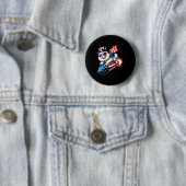 Grappig 4 juli Patriottische Kat Raket Met Firewo Ronde Button 5,7 Cm (In situ)