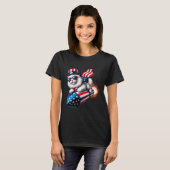 Grappig 4 juli Patriottische Kat Raket Met Firewo T-shirt (Voorkant volledig)