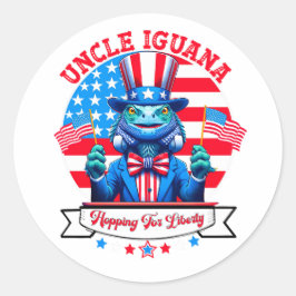 Grappig 4 juli patriottische leguaan Button Ronde Sticker