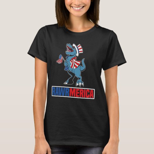 Grappig 4 juli Rawrmerica Kinder Amerikaan T-shirt (Voorkant)