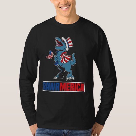Grappig 4 juli Rawrmerica Kinder Amerikaan T-shirt (Voorkant)