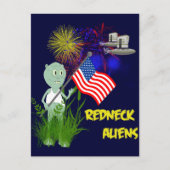 Grappig 4 juli Redneck Aliens Briefkaart (Voorkant)