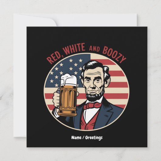 Grappig 4 juli Rood Wit en Boozy Kaart (Voorkant)