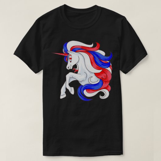 Grappig 4 juli Unicorn - Amerikaans vlagpatriottis T-shirt (Design voorkant)